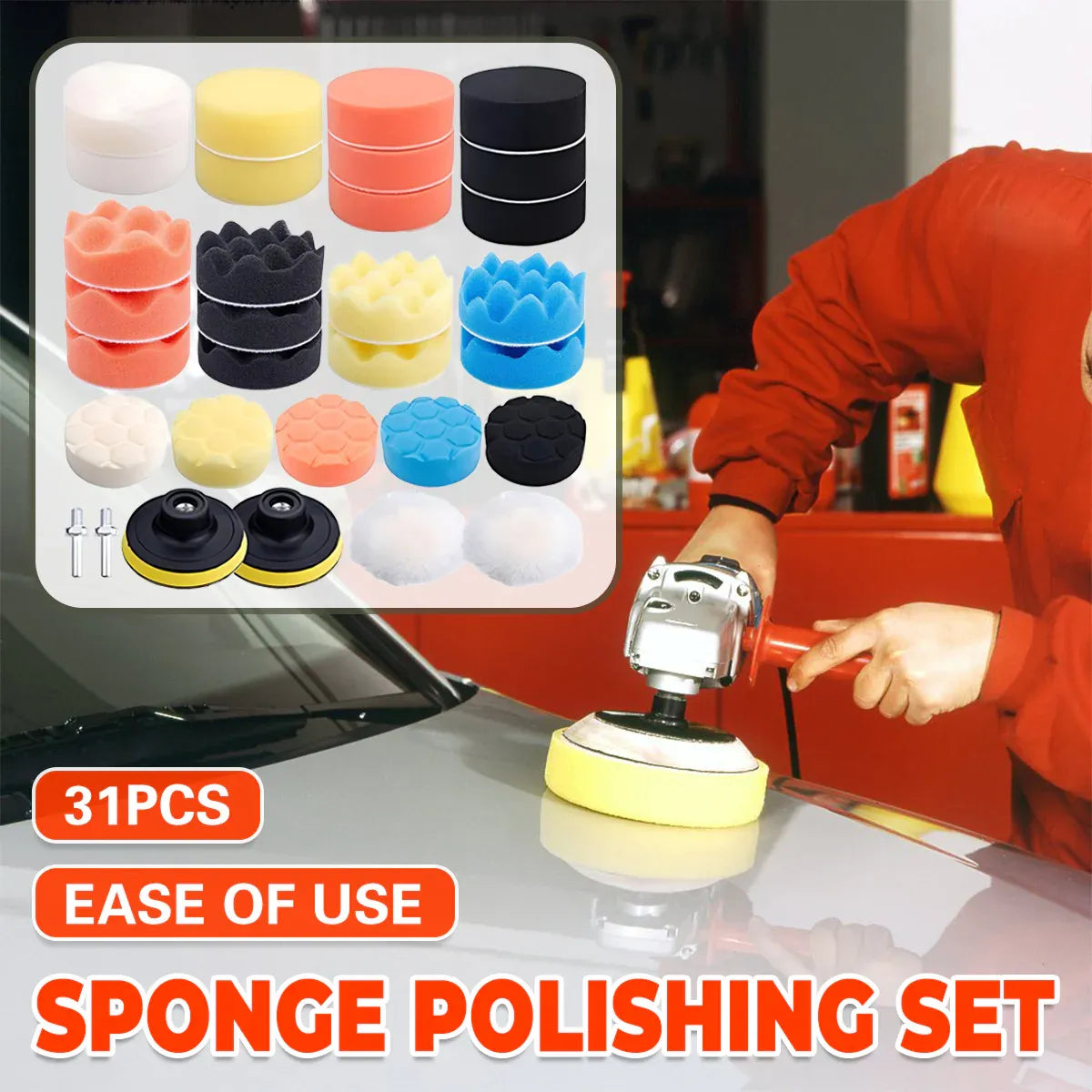 3 Inch Car Beauty Waxing Sponge Polishing Set High Density For Car Care Reusable